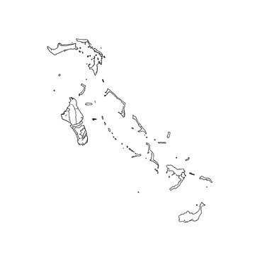 Art of outline map of the bahamas, an archipelago in the caribbean, isolated on transparent background