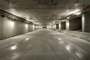 Underground Tunnel Architecture Photo Industrial Space Concrete Structure Long Perspective Construction Urban
