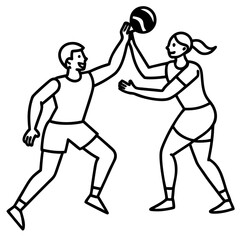 People play Vollyball line art vector