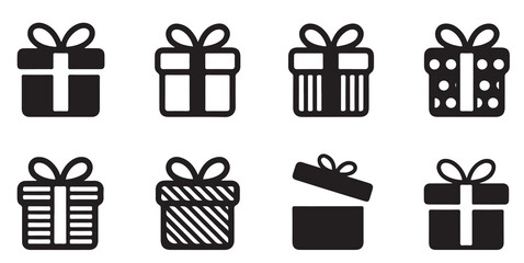 gift box, christmas vector silhouettes	