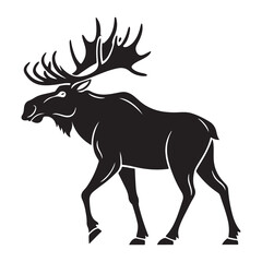 Silhouette of a moose vector illustration with wildlife and nature elements