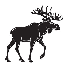 moose silhouette vector illustration with antlers and wildlife theme