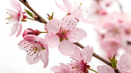 Beautiful pink flowers on white background, close upBeautiful pink flowers on white background, close up,flower, pink, spring, blossom, nature, tree, flowers, bloom, branch, plant, cherry, blooming, b