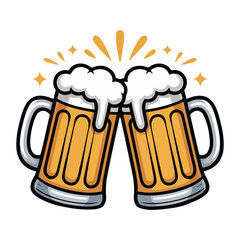 Glass of beer mug with foam on blue background vector illustration