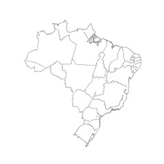 Fototapeta premium Art of outline map of brazil showing its administrative divisions, isolated on transparent background