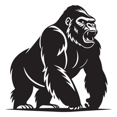 Black tribal style vector illustration of a fierce gorila with bold lines and detailed design