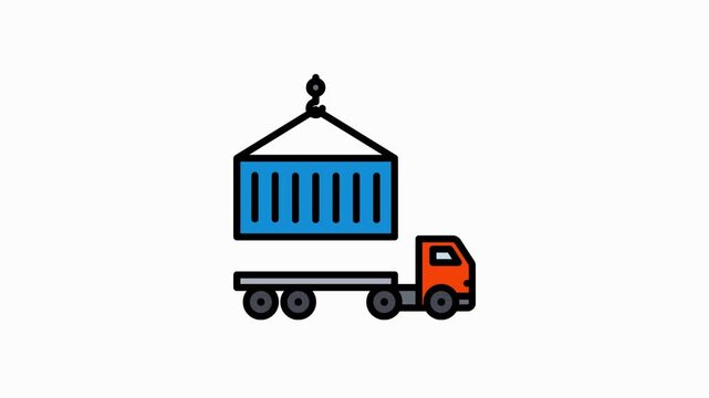 Container truck. Transformation. Animated, motion graphic video hd, transparent background.