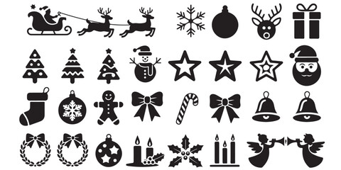 Christmas Vector Icon Set silhouettes