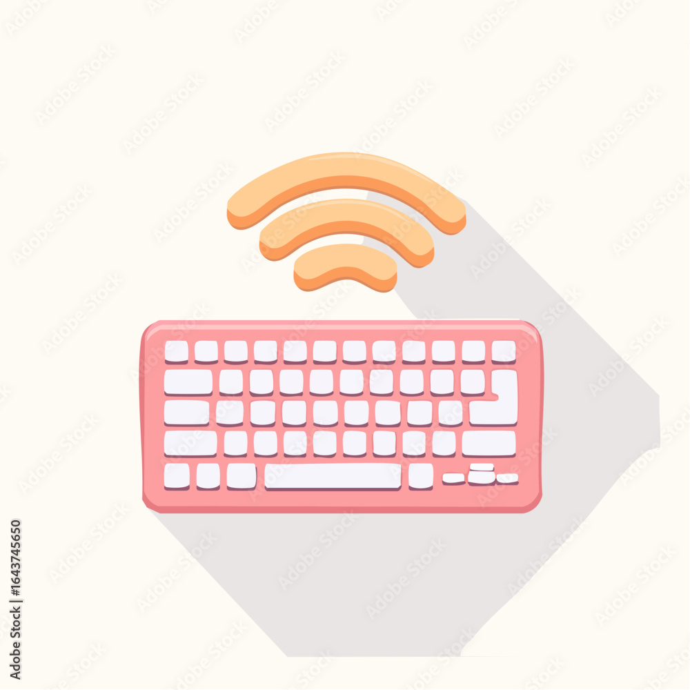 Poster wireless keyboard with wifi connection symbol illustrating internet access