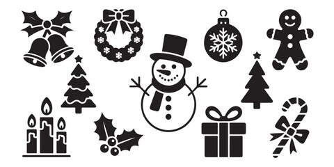 Christmas Vector Icon Set silhouettes