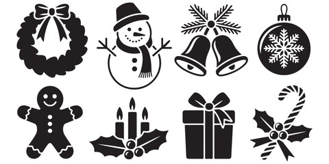 Christmas Vector Icon Set silhouettes