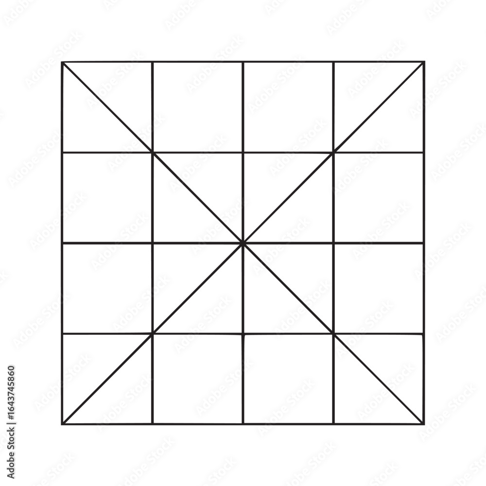 Fototapete a square grid with diagonal lines creating triangles and smaller squares on a light gray background