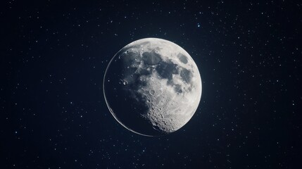 Fototapeta premium Crescent moon in starry night sky