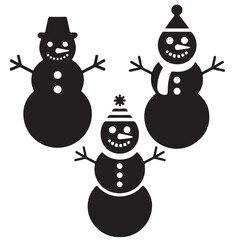 snowman, christmas, snow, winter vector silhouettes