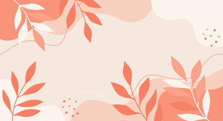 Abstract floral background with peach leaves and soft curves  