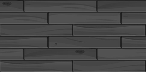 Realistic Black Wood seamless pattern. Wooden deck laying plank, textured board, dark wooden floor or wall repeat texture. Vector print for digital design, paper, decor, background