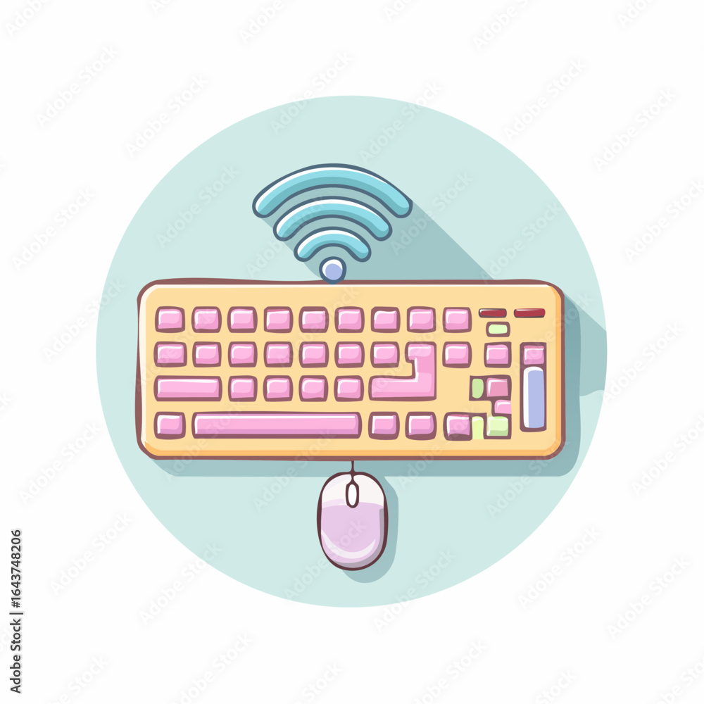 Aufkleber wireless keyboard and mouse icon representing technology and connectivity
