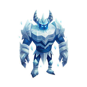 Fototapeta Icy blue and white 3D game character isolated in white background