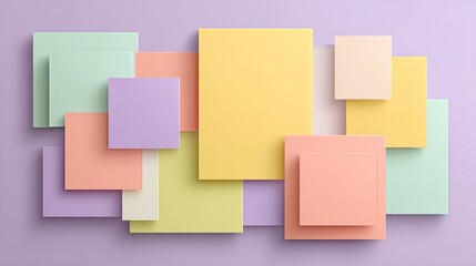 Abstract composition of overlapping pastel-colored squares