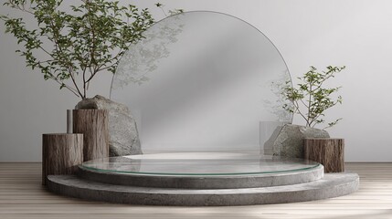 Minimalist Round Stage Mockup in Elegant Neutral Tones for Modern Events