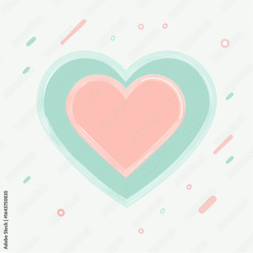Poster heart design on light background with decorative elements vector