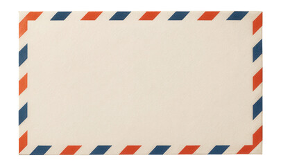 Vintage airmail envelope with red and blue diagonal border stripes and address space.