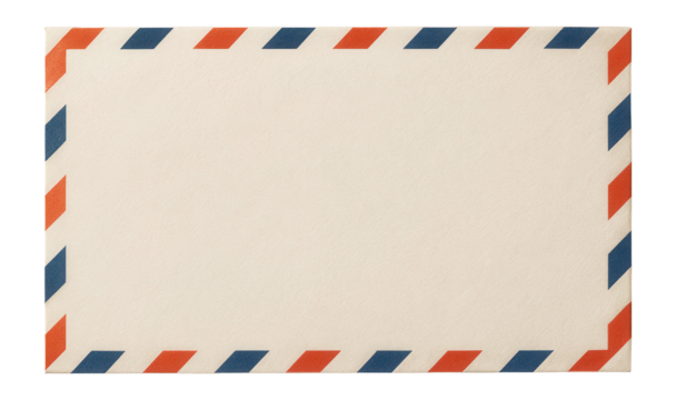 Vintage airmail envelope with red and blue diagonal border stripes and address space. - Powered by Adobe