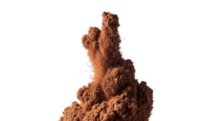 Cocoa powder explosion isolated PNG with Transparent Background
