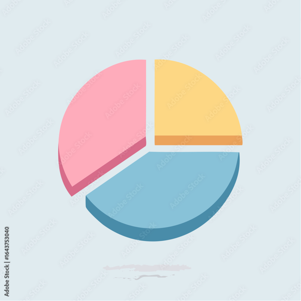 Aufkleber colorful 3d pie chart with shaded sections on gradient background