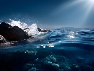 Fototapeta premium Solitary Rock Formation in Water