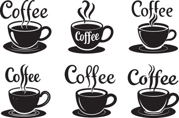 Obraz premium Coffee Cups and Saucers with Steaming Coffee Illustrations Design