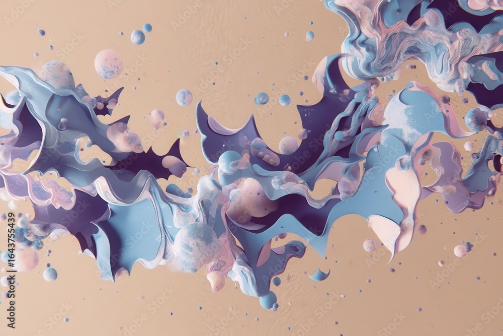 Aufkleber halloween minimal style concept. abstract colorful flow with bubbles and waves in soft hues.