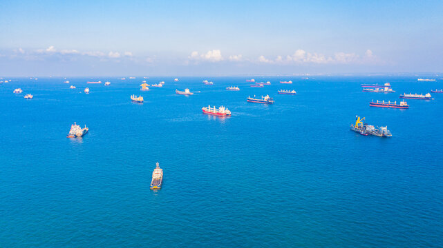 Singapore's anchorage for cargo ships to await loading and unloading.