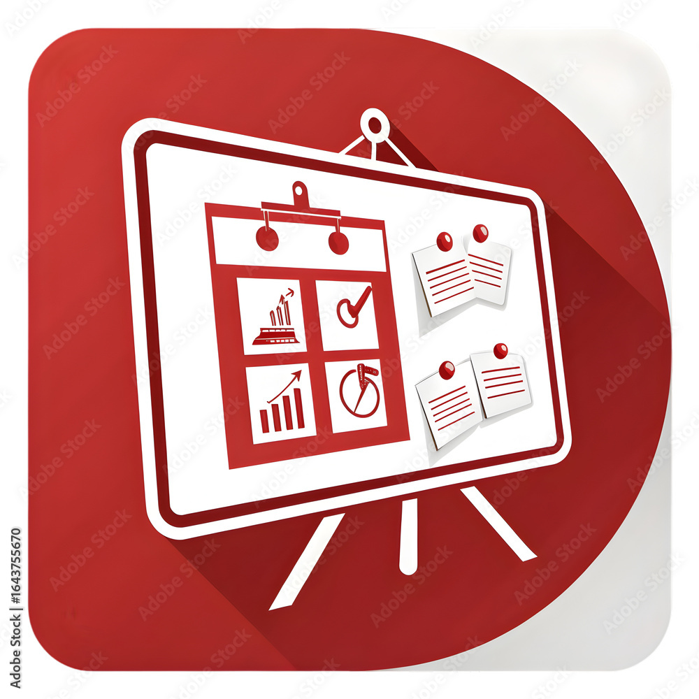 Poster presentation board with charts and notes isolated on a transparent background icons png file