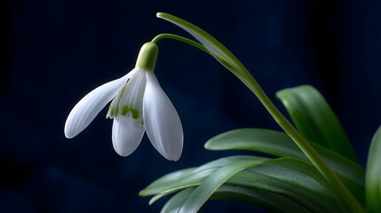 Fototapeta premium White Flower on Blue Background Close-up