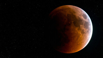 Total Lunar Eclipse High-Resolution Red Moon Image
