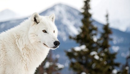 Obraz premium White wolf in snowy mountain landscape