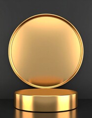 Golden circular display podium