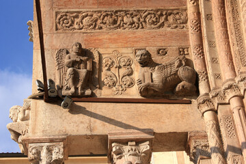 The Symbols of the Evangelists Matthew and Mark at Verona Cathedral, Italy
