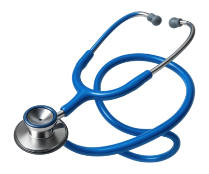 Bright blue stethoscope medical instrument.