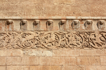 Medieval Hunting Frieze at the Wall of Verona Cathedral, Italy

