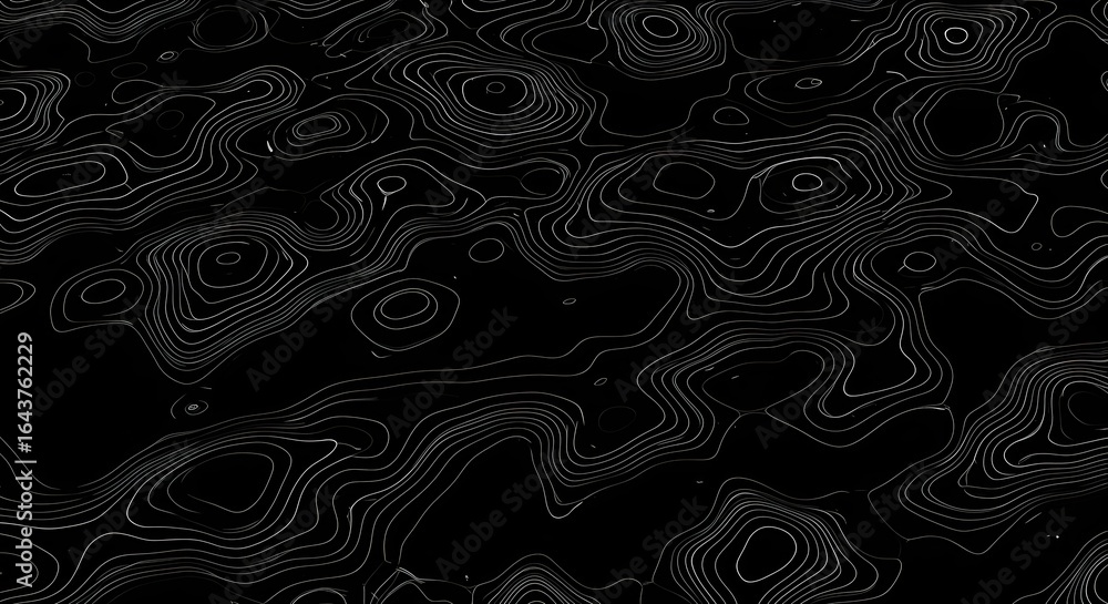 Poster abstract topographic contour lines on a dark background creating a textured and patterned surface vi