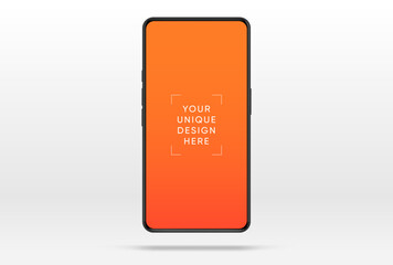 Realistic smartphone mockup. Mobile phone vector with isolated on white background. Device front view. 3D mobile phone with shadow. Realistic, high quality smart phone mockup for ui ux presentation.