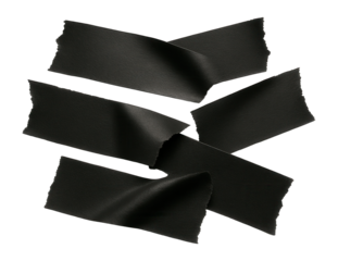 Torn pieces of black matte adhesive tape.