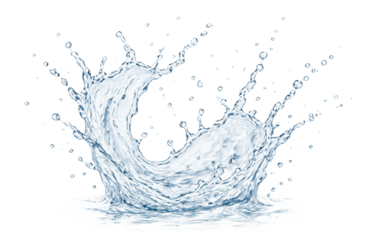 Dynamic water splash captured mid-air, showcasing fluid motion and clarity of droplets.