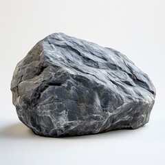 Obraz premium Large Grey Rock with Natural Texture on White Background