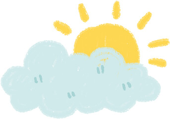 cute sun behind cloud kid core doodle scribble 