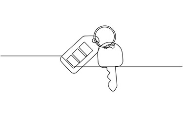 Car keys, car loan one line art, vector.