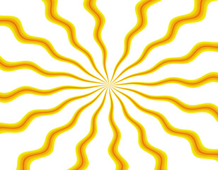 Radial sun burst on transparent background. Yellow retro style warm sun light pattern with glowing sharp rays, ideal for comic style designs, sale banners or posters.