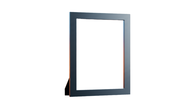 Sleek, modern matte frame, neutral corporate tone, sharp focus, professional studio, soft diffused light, blurred cool blue and warm orange background, concept of strategic focus and future